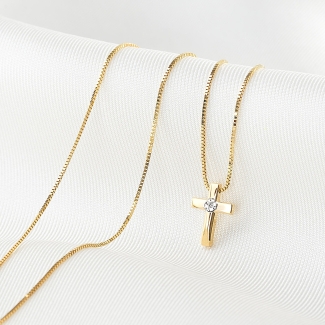 Colier aur 14K cu diamant Believe In