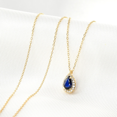 14K Gold Necklace 14K Delicate Drop Sapphire