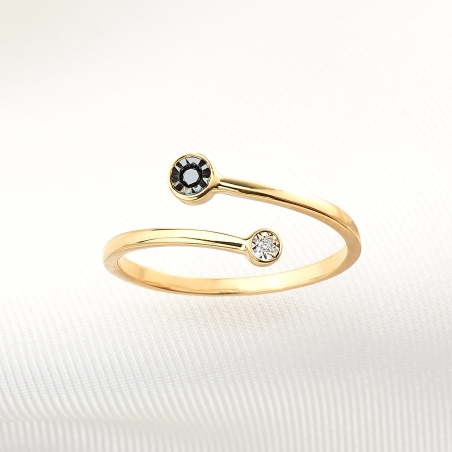 14K Gold Ring 14K 2Beauty with diamonds white & black
