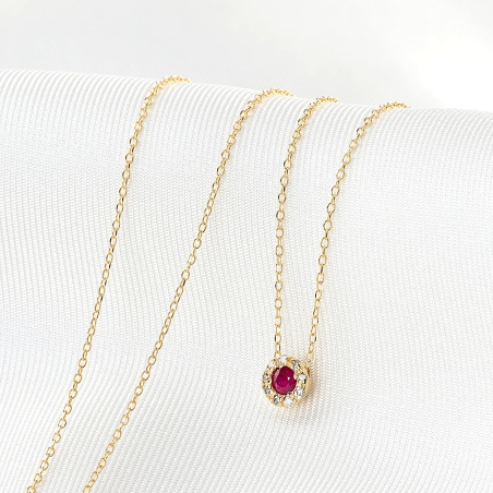 Colier aur 14K Grace rubin natural si diamante