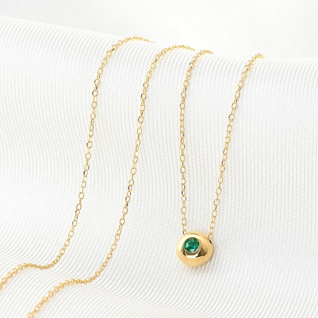 Colier aur 14K One Emerald smarald natural