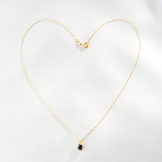 Colier aur 14K Delicate Drop safir natural