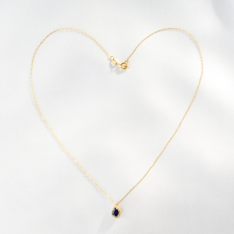 14K Gold Necklace 14K Delicate Drop Sapphire