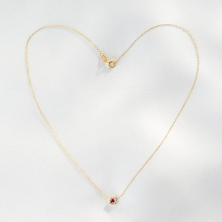 Colier aur 14K Grace rubin natural si diamante