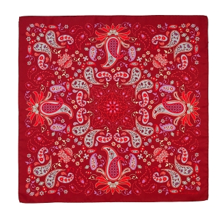 Esarfa matase S twill Mystique Paisley Rouge