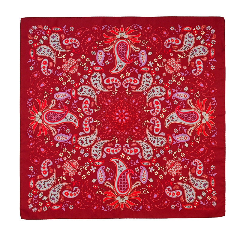 Silk Scarf S twill Mystique Paisley Rouge