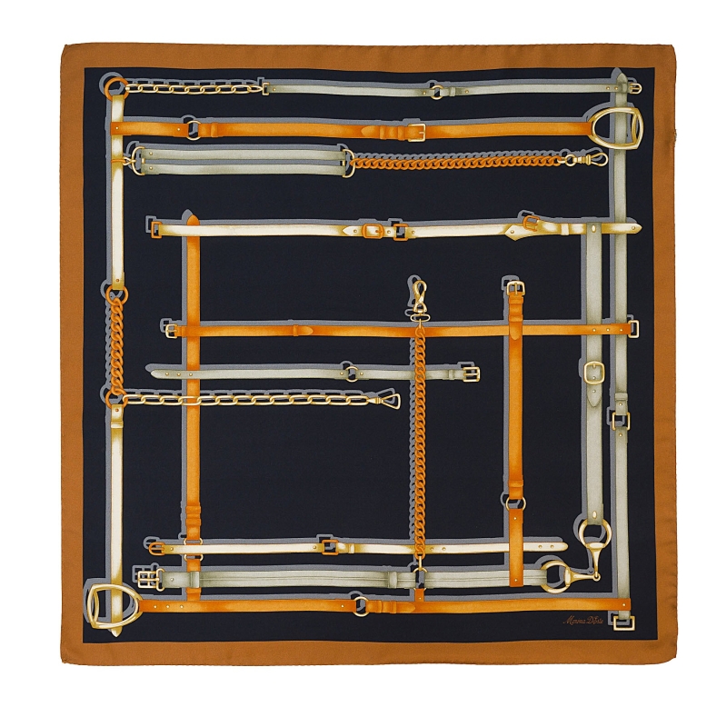 Silk Scarf S twill Voyage Elegance brown