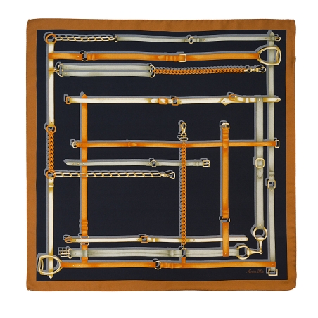 Silk Scarf S twill Voyage Elegance brown