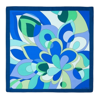 Silk Scarf S twill Bold Conversations in Blue