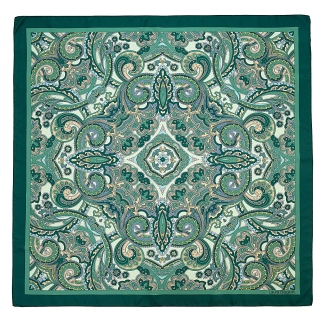 Silk Scarf twill Paisley Code green