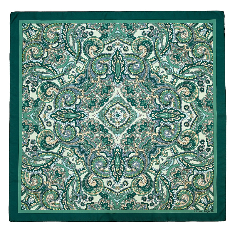 Silk Scarf twill Paisley Code green