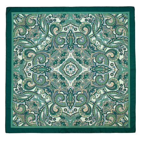 Silk Scarf twill Paisley Code green