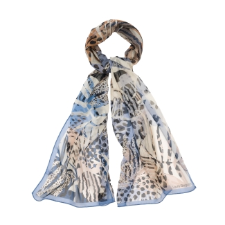 Silk Shawl Wild Tropical Blue-Grey