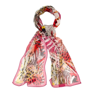 Silk Shawl Wild Tropical Rosso