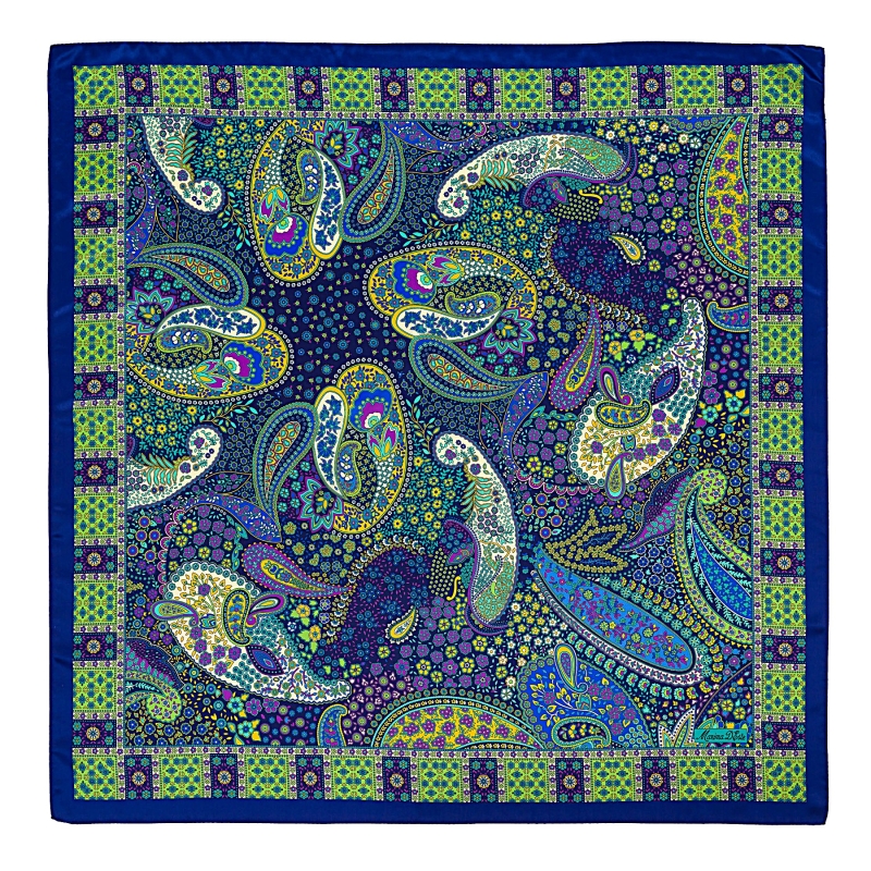 Silk Scarf Paisley Magic blu