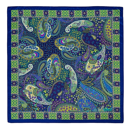 Silk Scarf Paisley Magic blu