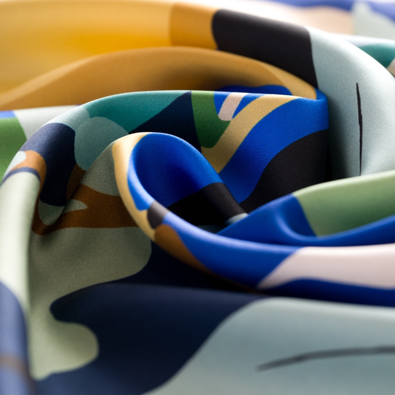 Silk Scarf S twill Reve Floral blue cobalt