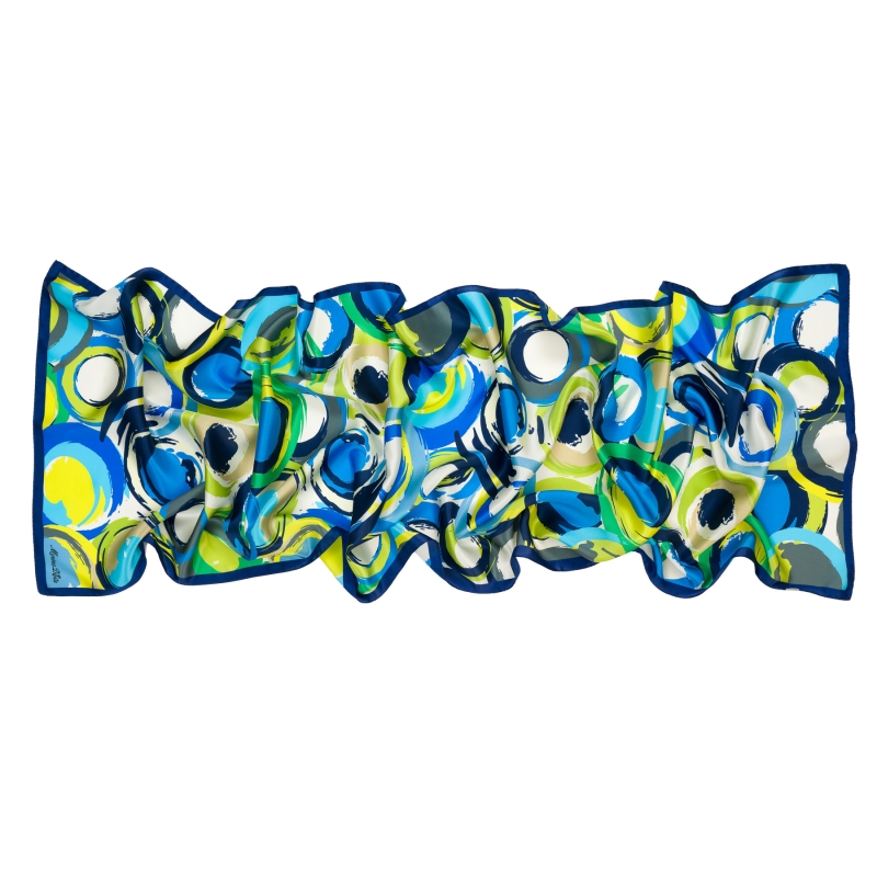 Silk Shawl Aqua Bloom