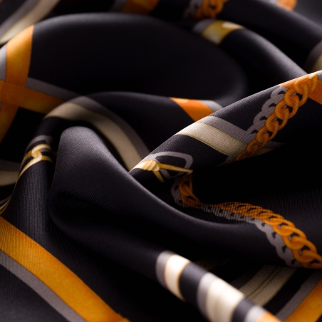 Silk Scarf S twill Voyage Elegance brown