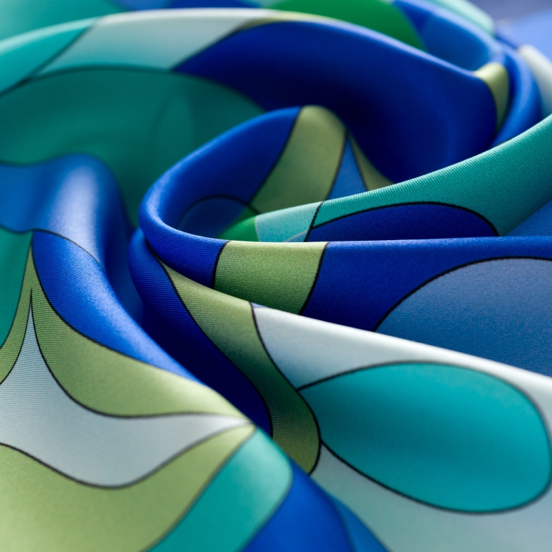 Silk Scarf S twill Bold Conversations in Blue