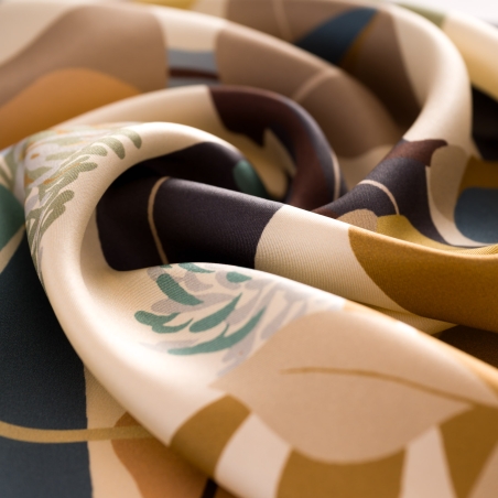 Silk Scarf S twill Reve Floral grey