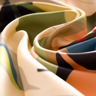 Silk Scarf S twill Reve Floral green