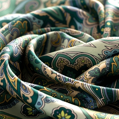 Silk Scarf twill Paisley Code green