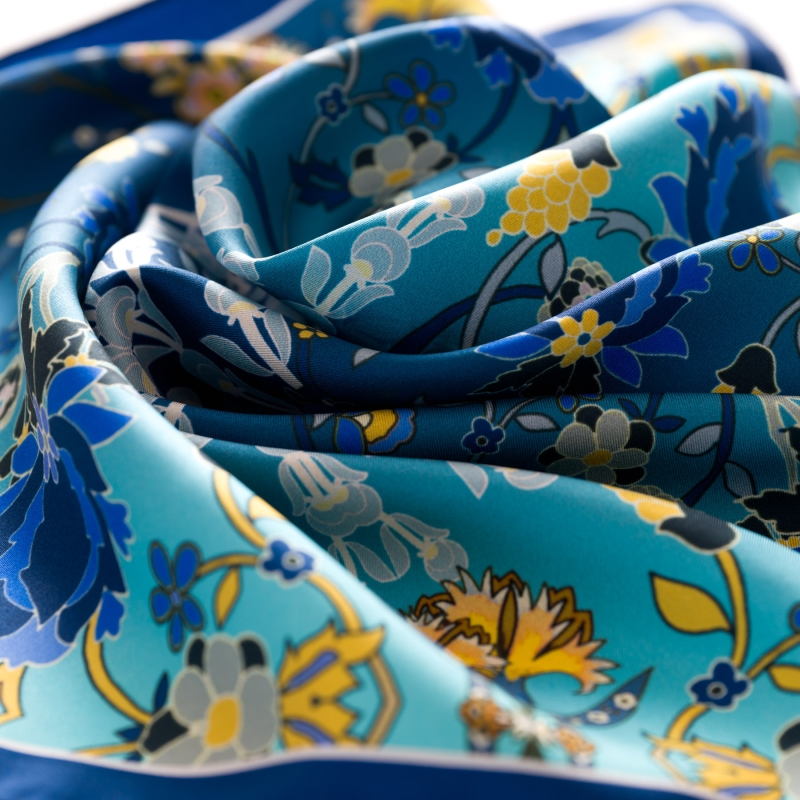 Silk Scarf S twill Solar Boheme bleu