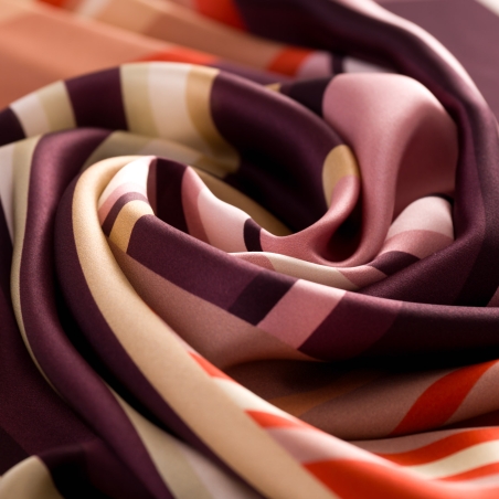 Silk Scarf Aligned Time chocolat