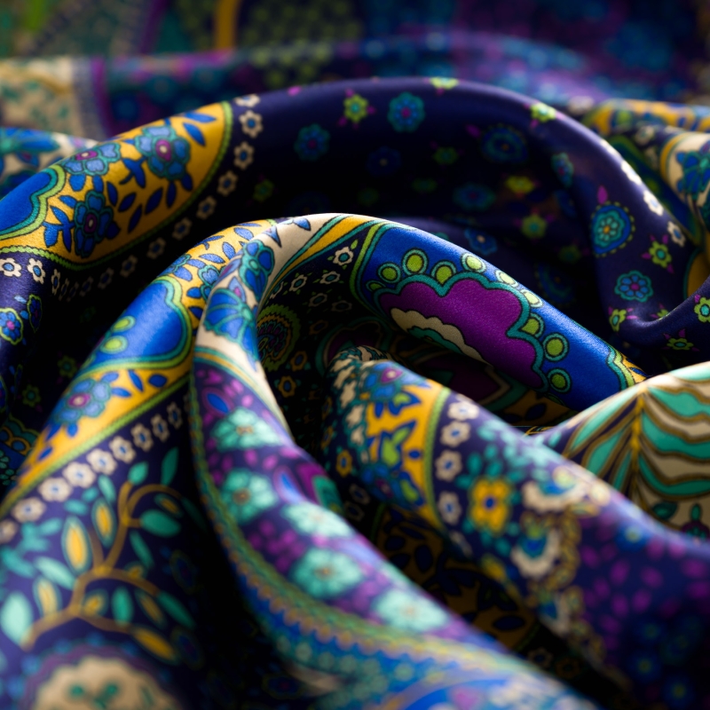 Silk Scarf Paisley Magic blu