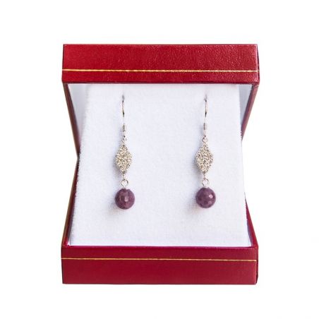 Ruby silver earrings