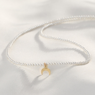 Colier Moony Mood perle scoica si semiluna 14K