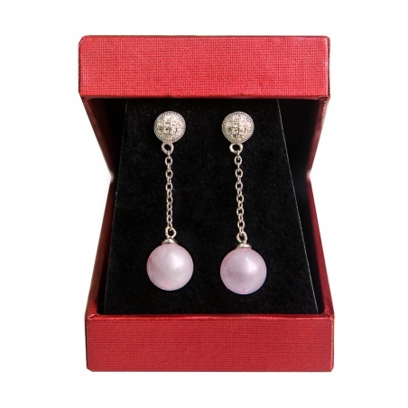 Silver earrings rose quartz My Way