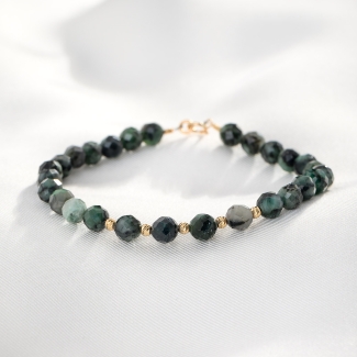 Bratara Emerald Catch, smarald fatetat, sfere aur 14K