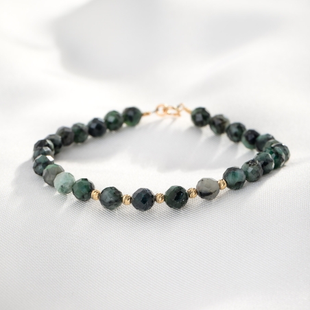 Bracelet Emerald Catch, natural emerald, 14K gold charms