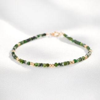 Bracelet Trésor Fine Green diopside, 14K gold charms