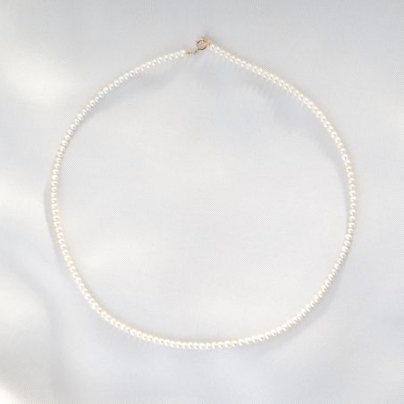Necklace Essencial Line pearls 3 mm, 14K gold closure