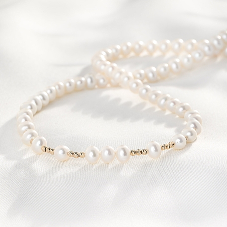 Necklace Her Code pearls, 14K gold charms