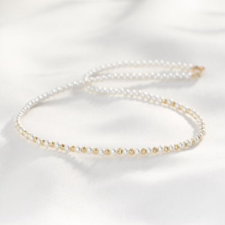 Necklace Golden Grace shell pearls, 14K gold charms