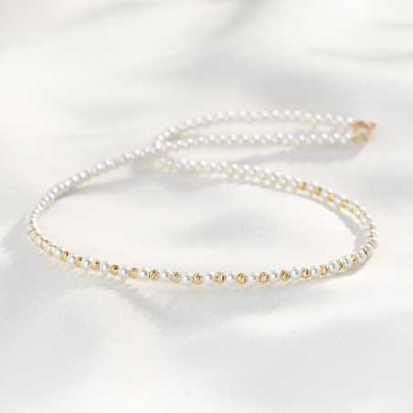 Necklace Golden Grace shell pearls, 14K gold charms