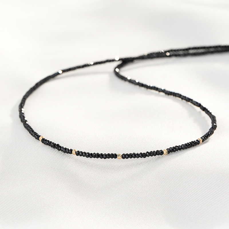 Necklace Essentials spinel, 14K gold charms