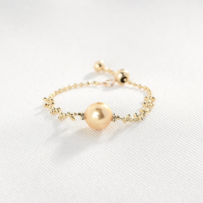 14K Gold Ring 14K reglabil Love, Yours with golden shell pearl