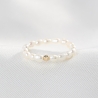 Adjustable ring rice-shaped pearl, 14K gold charms