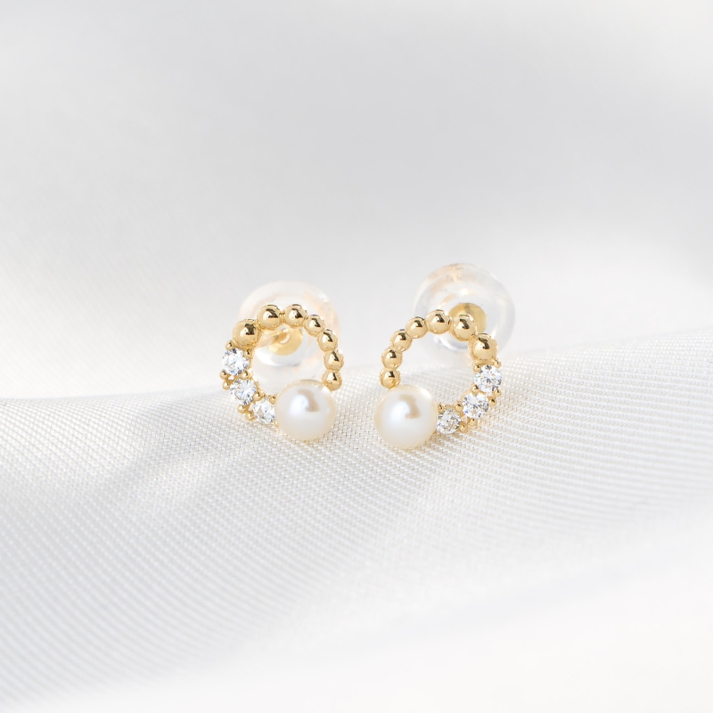 Cercei aur 14K Just for You perla si zirconia