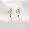 Cercei aur 14K White Reverie, perla alba