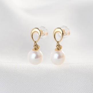 Cercei aur 14K Instant Love, perla alba