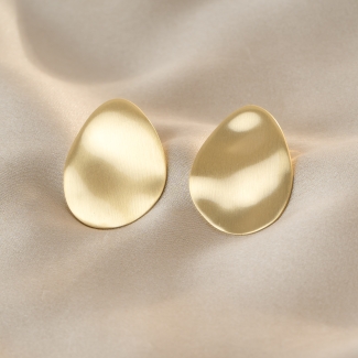 Sterling Silver Earrings Foglie Grandi Dia, 23K gold plated