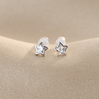 Sterling Silver Earrings for kids Stars 4 U zirconia