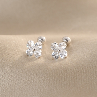 Sterling Silver Earrings for kids 4Luck zirconia