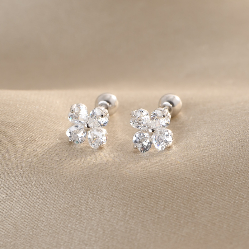 Sterling Silver Earrings for kids 4Luck zirconia